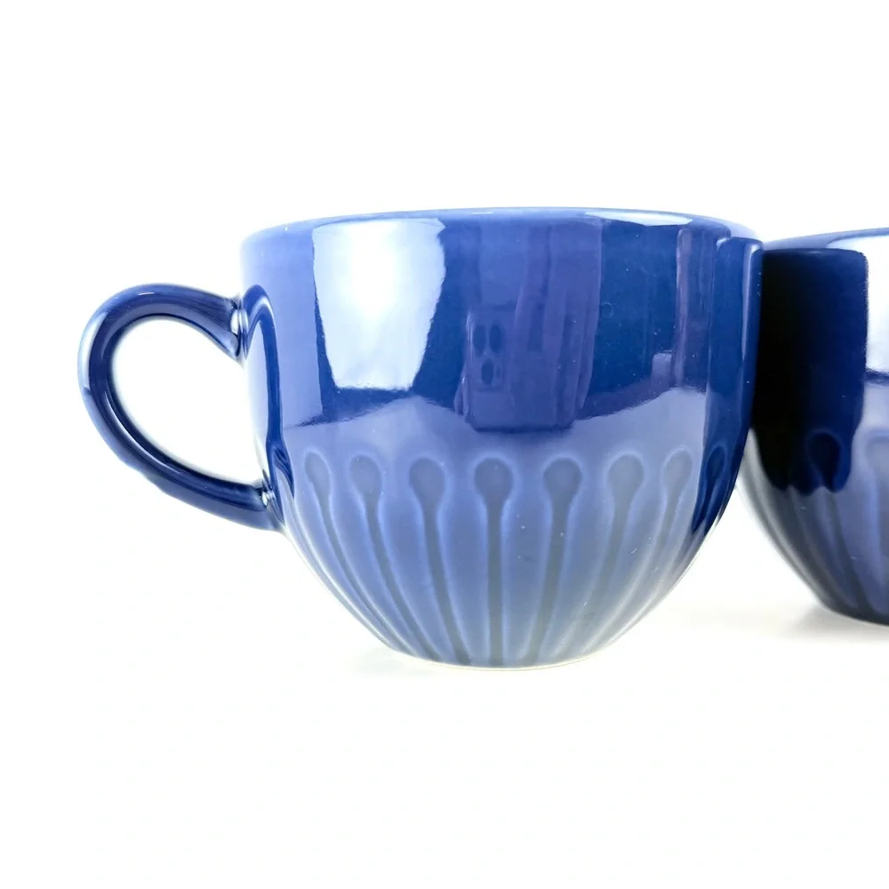 Ikea STRIMMIG 12 oz. Set Of 2 Coffee Mugs/Cups Blue Stoneware Ikea Retired Color